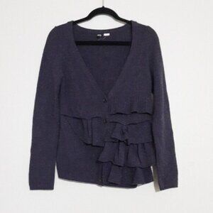 Moth Women's Ruffled Cardigan Sweater wool women S/P oversized goth grunge Y2K